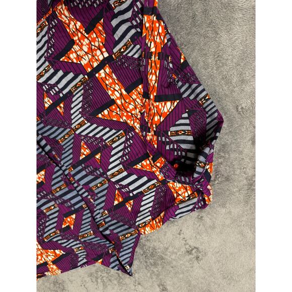 MAE OTTI African Ankara Kaftan Dashiki Style Tunic OS Wax Print Geometric Purple - Picture 4 of 7